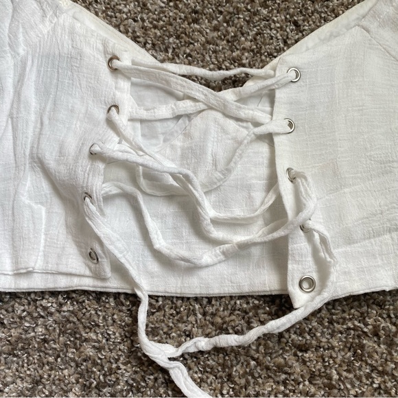 Princess Polly White Long Sleeve Crop Top with Lace Up Back - Picture 3 of 4